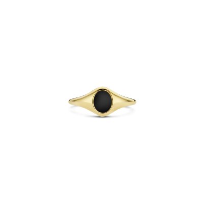 Blush Ring 1219YON - Geel Goud met Zwarte Onyx