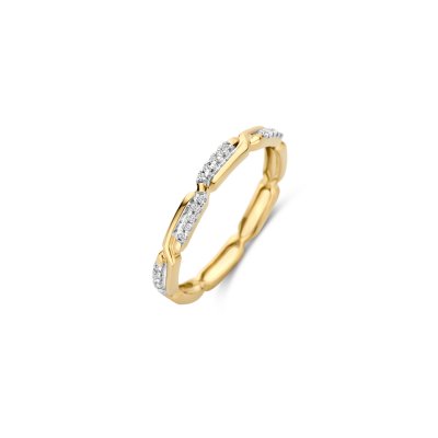 geelgouden ring bicolor ring zirkonia