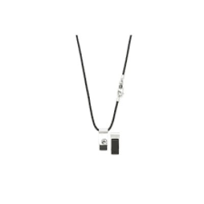 S!lk leren collier met hanger 184BLK60