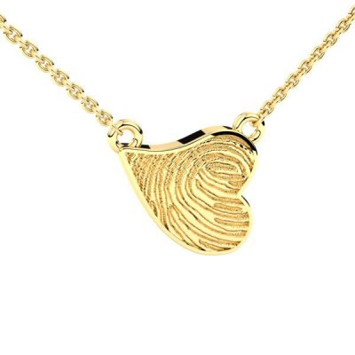 Silent Memories Gouden Vingerafdruk Collier Hart Diagonaal