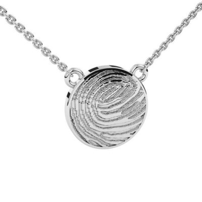 Silent Memories Zilveren Vingerafdruk Collier Rond