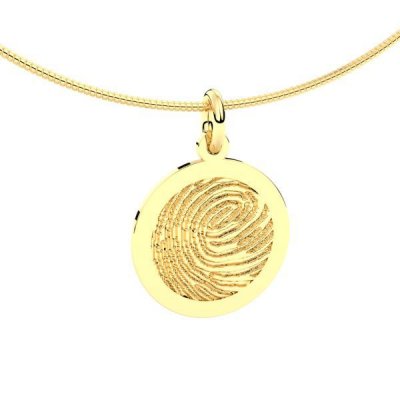 Silent Memories Gouden Vingerafdruk Hanger Rond