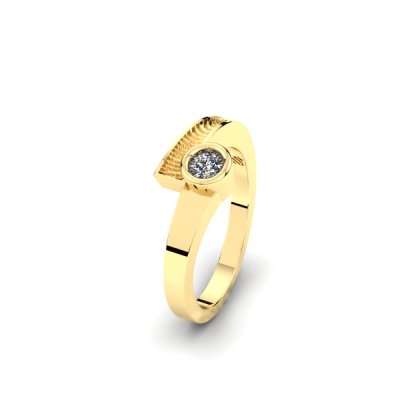 Silent Memories Gouden Vingerafdruk Ring Met Diamant
