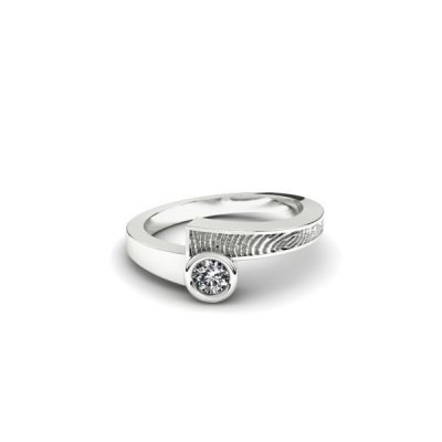 Silent Memories Witgouden Vingerafdruk Ring Met Diamant