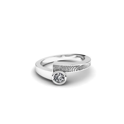 Silent Memories Zilveren Vingerafdruk Ring met Zirkonia