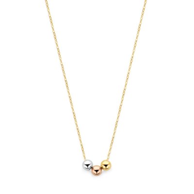 Collier tricolor bolletjes 42 - 45 cm