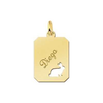 Goud hangertje recht met konijn