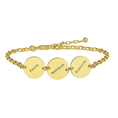 Gouden armband drie rondjes met naam