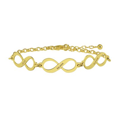 Gouden armband infinity 3 namen