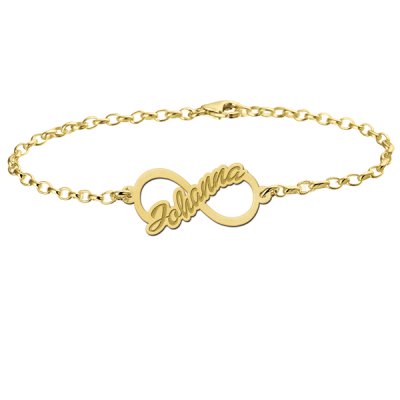 Gouden armband infinity met naam