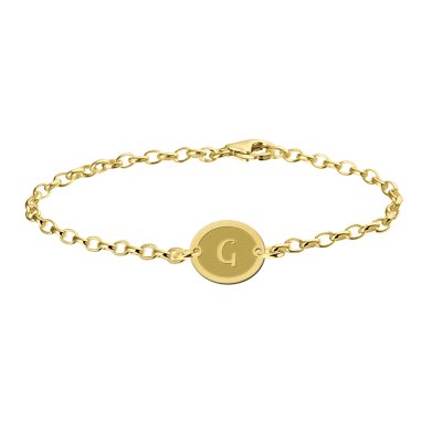 Gouden armband met letter ovaaltje