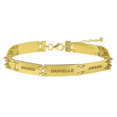 Gouden armband rechthoek 7 namen 