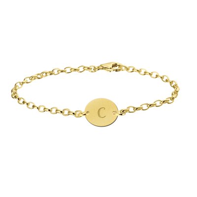 Gouden armbandje met letter ovaal