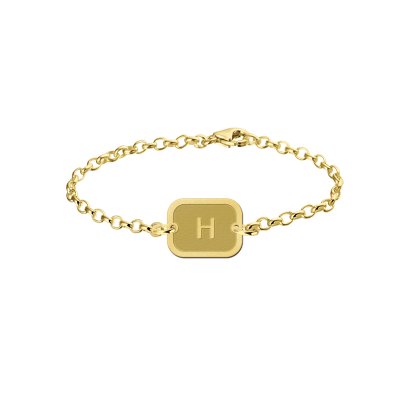 Gouden armbandje met letter rechthoek