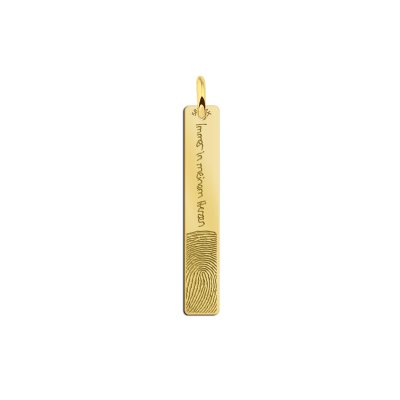 Gouden bar hanger met vingerafdruk en eigen tekst