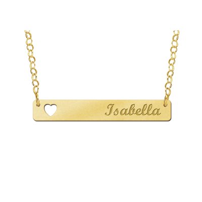 Gouden Bar naamketting met Hartje