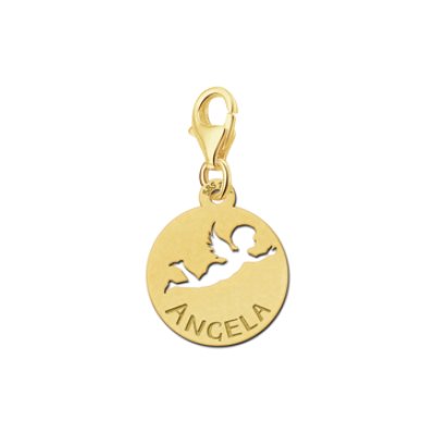 Gouden charm engel met naam