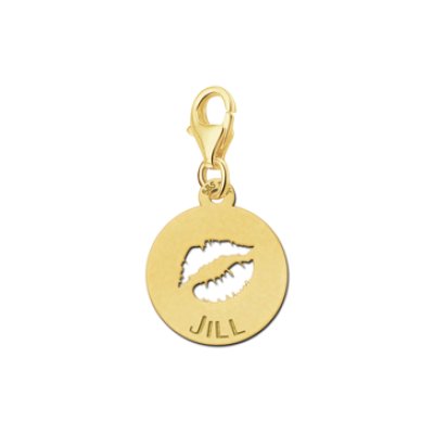 Gouden charm lips met naam