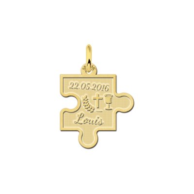 Gouden communie hanger puzzelstuk