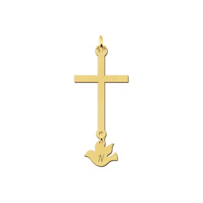 Gouden communie kruis met duif