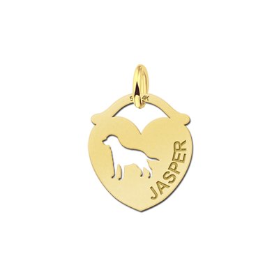 Gouden dieren hart hanger hond