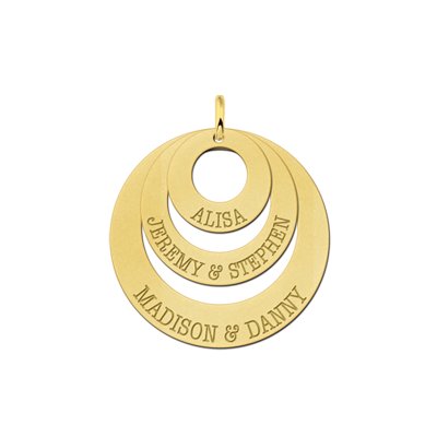 Gouden familie hanger cirkels met naam