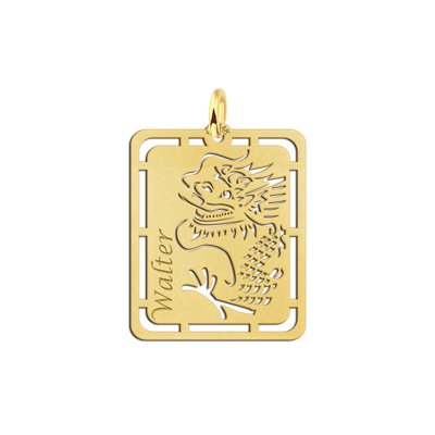 Gouden hanger Chinese draak graveren met naam