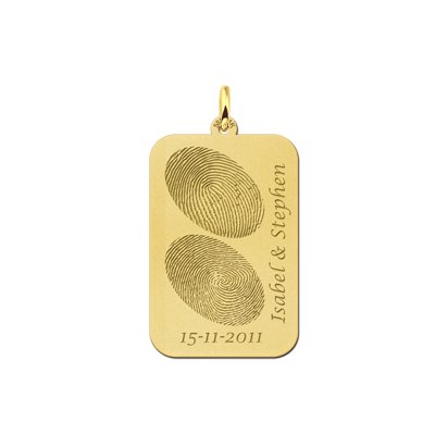 Gouden hanger dogtag twee vingerafdrukken