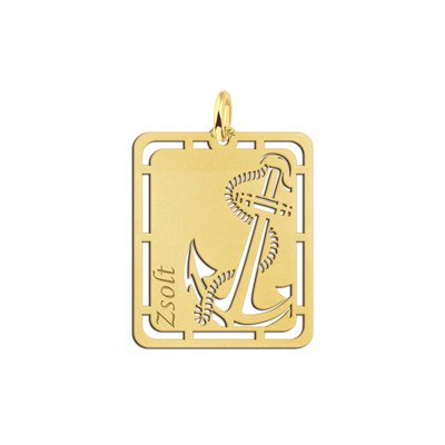 Gouden hanger met anker en naamgravure 