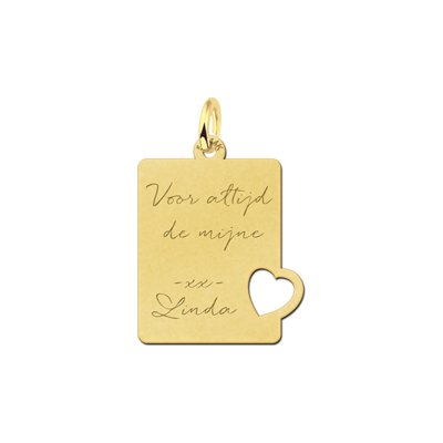 Gouden Hanger met Hart en Tekst Gravering 