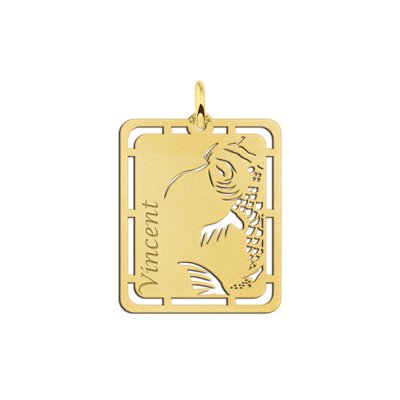 Gouden hanger met koi vis en naamgravure 