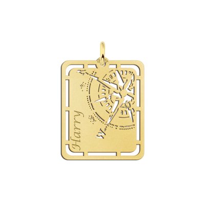 Gouden hanger met kompas en naamgravure 