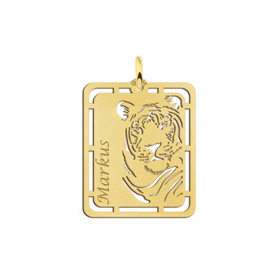 Gouden hanger tijger graveren met naam