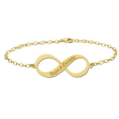 Gouden Infinity armband met twee namen