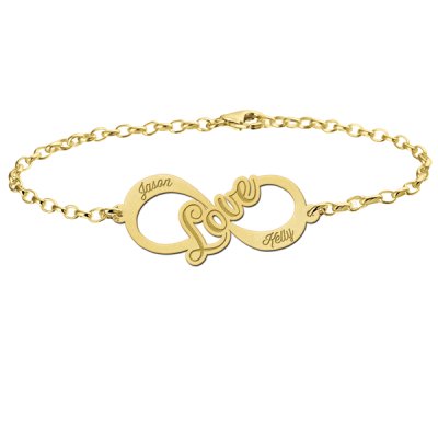 Gouden infinity armband "Love"