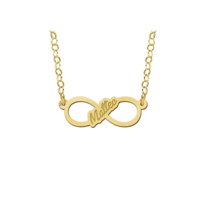 Gouden infinity ketting met geschreven naam - small