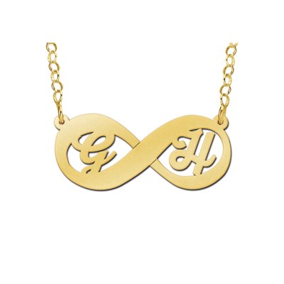 Gouden infinity ketting met initialen 