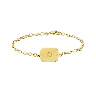 Gouden initial armband rechthoek 