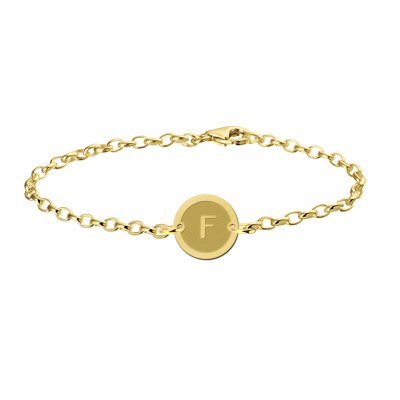 Gouden initial armband rondje 