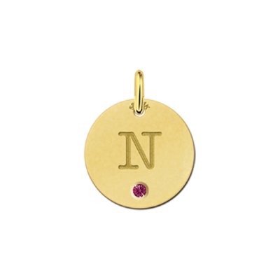 Gouden letter ketting geboortesteen