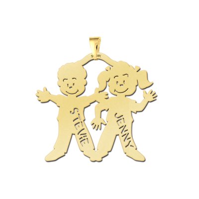 Gouden mama hanger jongen en meisje 