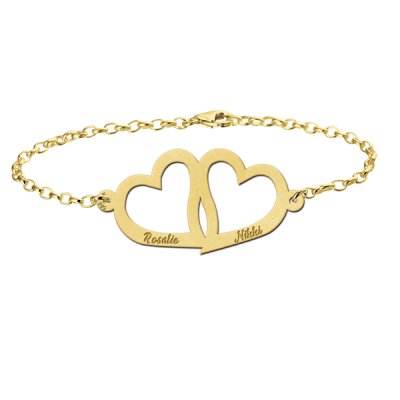 Gouden moeder-en-dochter-armband met hartjes 