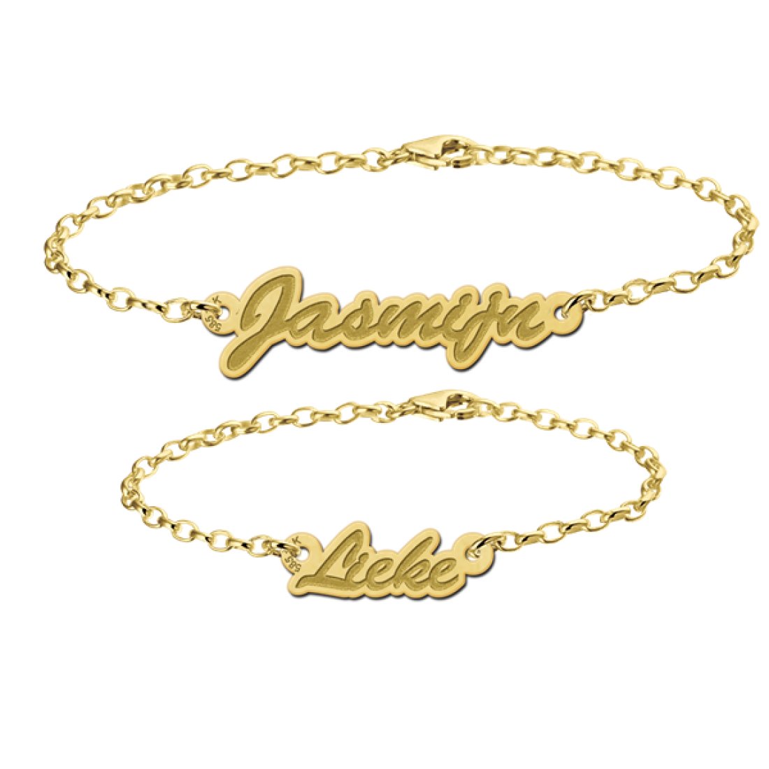 Gouden moeder-en-dochter-armbandjes met naam Anny van Buul Juweliers