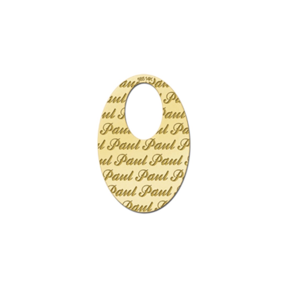 Gouden naamplaat ovaal / Anny van Juweliers