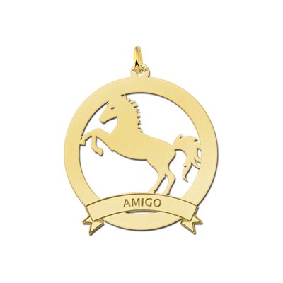 Gouden paarden hanger met naam