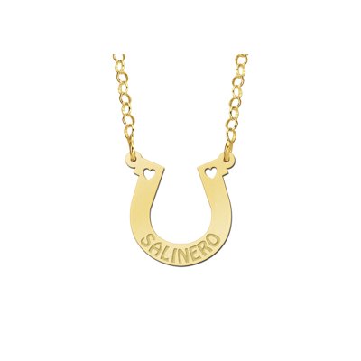 Gouden paarden ketting met naam 