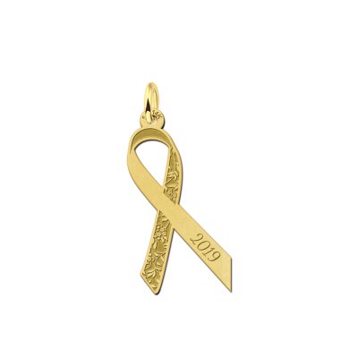 Gouden Pink Ribbon hanger met bloemen