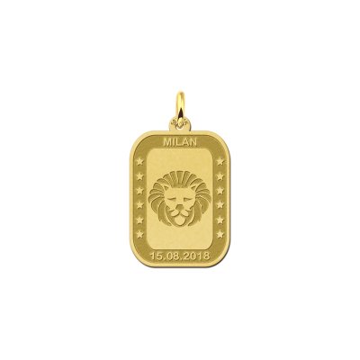 Gouden rechthoekige hanger sterrenbeeld leeuw