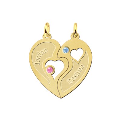 Gouden relatiehanger hart met zirkonia 