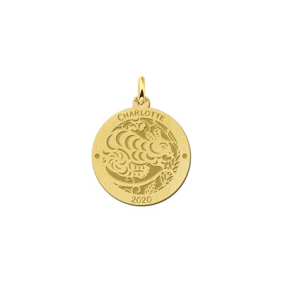 Gouden ronde chinese sterrenbeeld hanger Rat